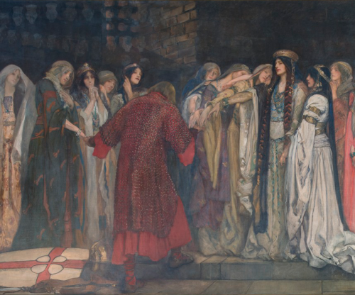 mun-sal-vache:IX. The Castle of Maidens - Edwin Austin Abbey.The castle of maidens, who by a prophec