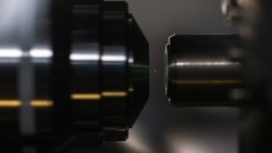 That small green dot is fragment of diamond being held in vacuum by a laser beam