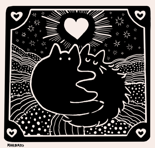 marbirds:  the love cats are complete! (and now available in my shop)