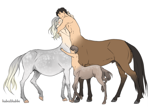 killmygalaxy:  hubedihubbe:  You guys sent me suggestions on what to do more with centaurs and some of these are your ideas! Ahh they’re super cute ;V; Also centaur females who don’t need no bras nu-uhI love the idea for the lil paint guy that he’s