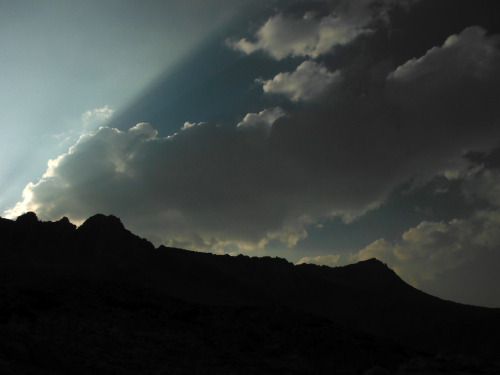 There is smoke in the air. Must be a fire burning. Pinnacles Lakes Basin, John Muir Wilderness, Sier