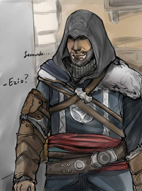 hamilton-was-kawaii-as-fuck: Post Revelations: Ezio visits his old friend, Leonardo… Artist c