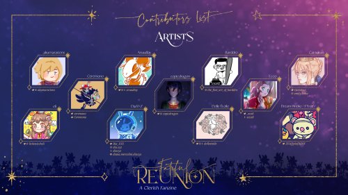 CONTRIBUTORS LIST  FATEFUL REUNION: A #Clerith Fanzine proudly presents our full contributors list! 