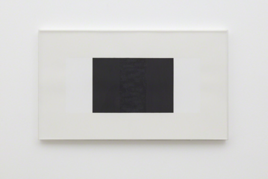 ruiard: Mary Corse - Untitled (White, Black, Black) Glass microspheres in acrylic on paper, 38.1 × 66.7 cm, 2001 