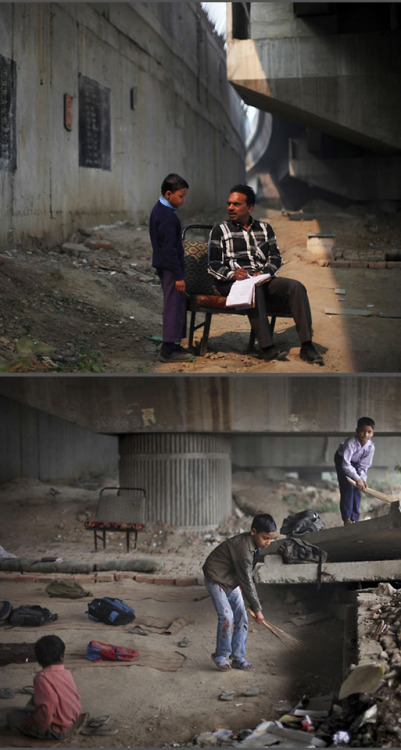 frenchchairs:  It is an unusual school in an unusual location and is run by an unusual teacher. Rajesh Kumar is a shopkeeper by profession but spends hours every morning teaching around 80 children from the poorest of the poor in India’s capital. The