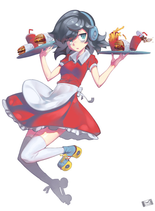 bearthemighty: tomoko from watamote as a roller waitress. i love this manga so much…