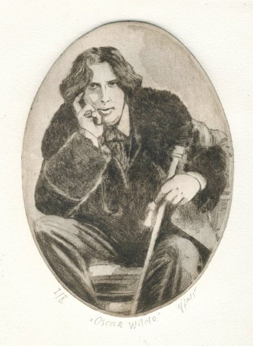 Vitali.“Oscar Wilde” aquatinte ,pointe sèche. Dimensions : Papier 19,5 x 25 cm.w