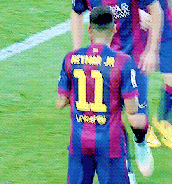 beginsus-blog:  Neymar celebrating his hat trick with the squad  