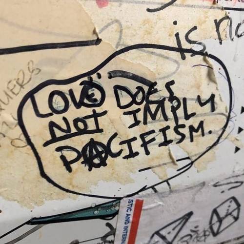 &ldquo;Love does not imply pacifism&rdquo; Seen in Portland, Oregon