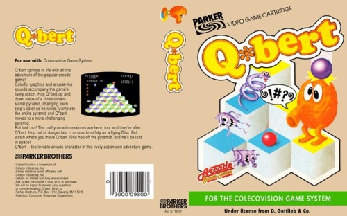 Concept art by Warren Davis and Jeff Lee for the 1982 arcade game, Q*BERT. And the original cover. I