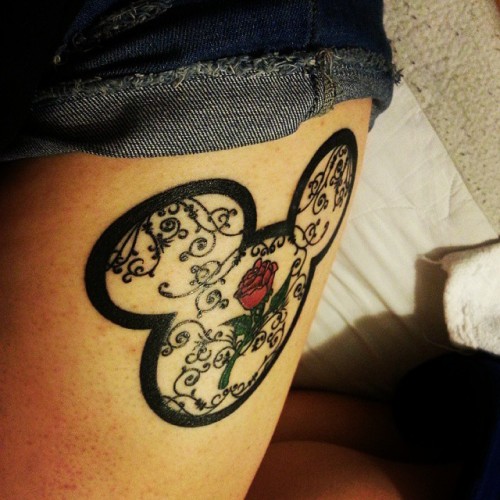 ileftmyheartindisney:  <3 #tattoo #disneytattoo #disneytattoos #mickeymouse #beautyandthebeast #enchantedrose #disney