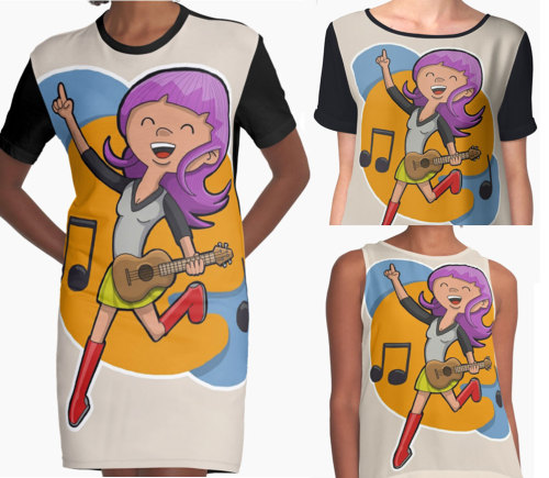 Ukulele Girl! New illustration available multiple products on Redbubble. Pencilfury on Redbubble