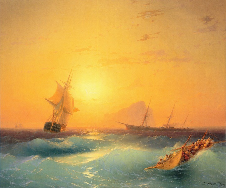 knightofleo:  mymodernmet:  Mesmerizing Translucent Waves from 19th Century Paintings