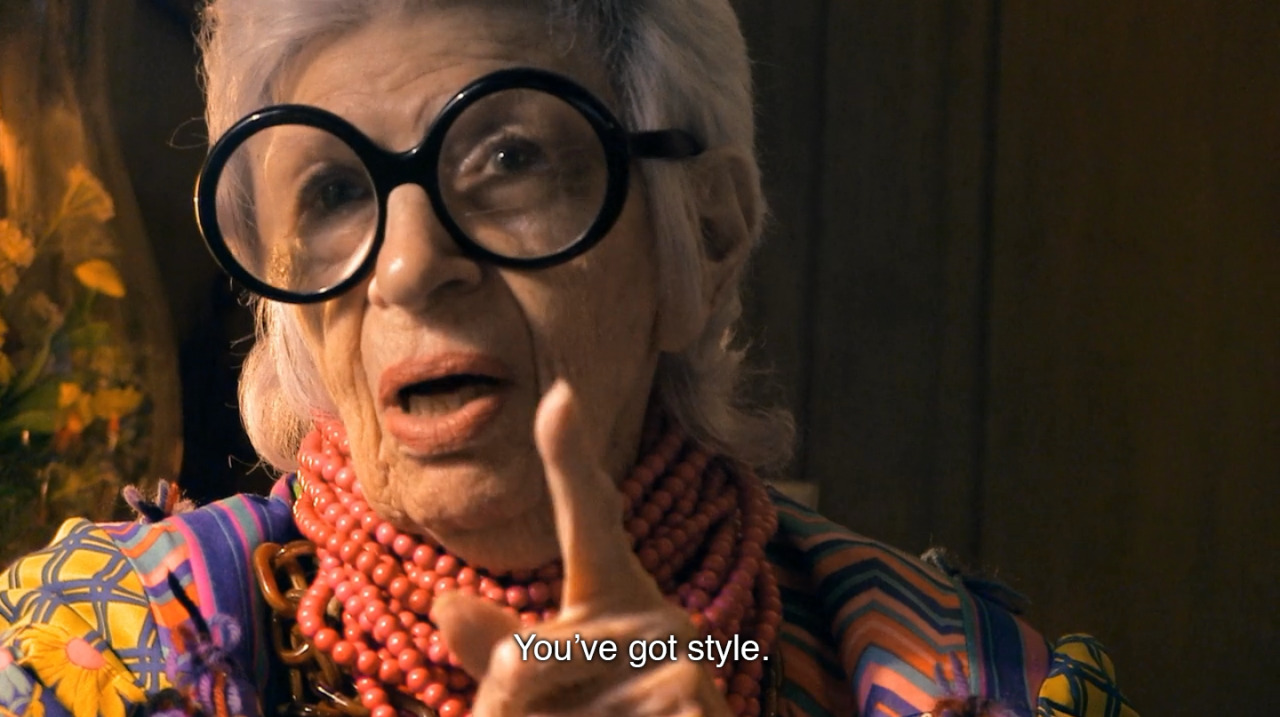 yxen:  fashion-and-film:  Iris (2014)   me wearing alessandro’s gucci at age 86