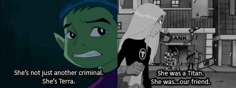 neopuff:  “She was a liar and a spy - trained by Slade and sent to destroy us.” 