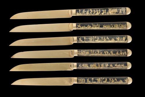  Object of the Week: Set of 24 Gold Dessert Knives with Reverse-Gilded Glass Handles, Pierre Bizos (
