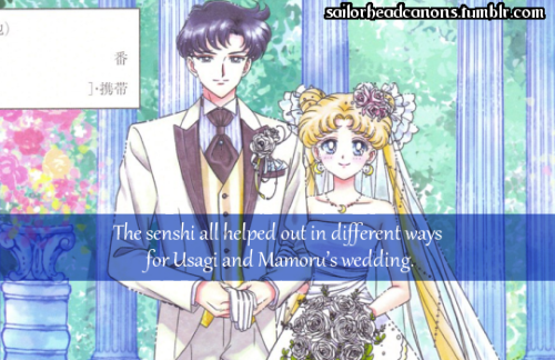  The senshi all helped out in different ways for Usagi and Mamoru’s wedding. Makoto did the wedding 