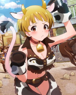 graphiteknight:  pewpuupalace:  765theater-allstars:  なりきりカウガール　福田のり子 Became a Cowgirl - Fukuda Noriko  pfff  Two cowgirls? Idolmaster has done cowgirls twice now. That’s three times more cowgirls than most every other