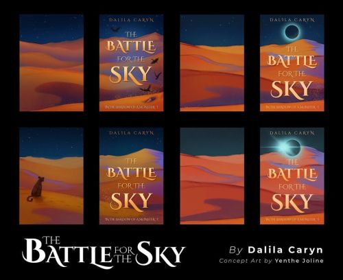 Concepts I did for the cover design of @dalilacaryn’s upcoming fantasy novel The Battle for the Sky!