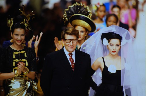 Yves Saint Laurent Ready-To-Wear Spring/Summer 1993Yves Saint Laurent with Lucie de La Falaise in hi