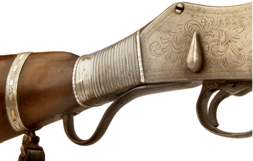 Arab silver decorated Martini Henry breechloading rifle, late 19th century.from Deactivated Guns