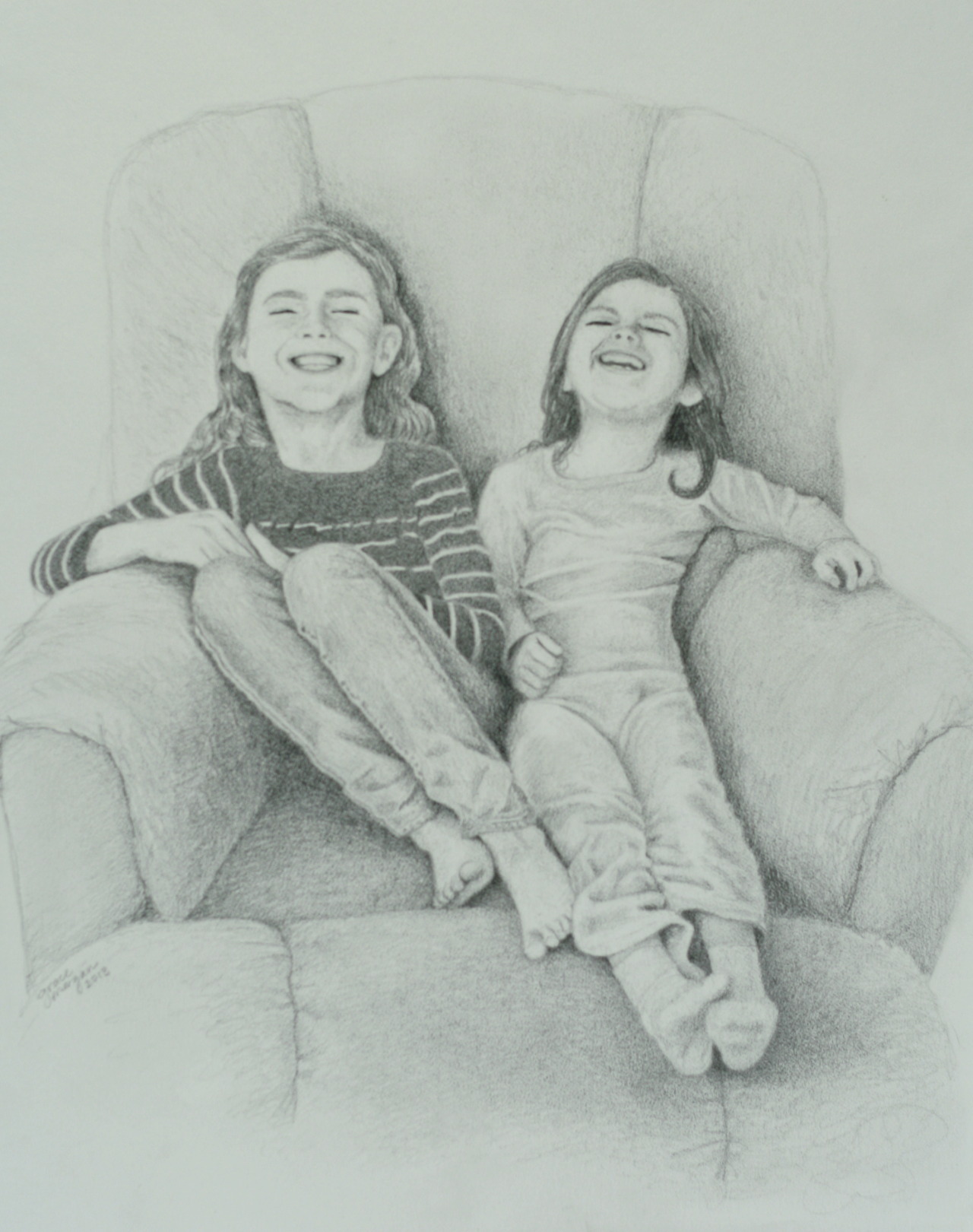 Poster Happy family smiling together, drawing sketch - PIXERS.UK