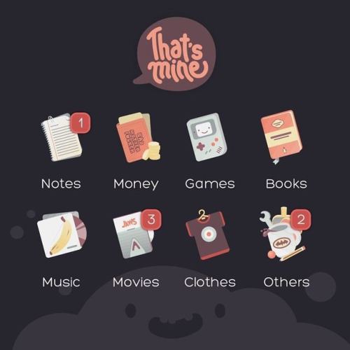 Icons for #thatsmineapp an app to keep track of the things you loan to friends! soon on Google Play