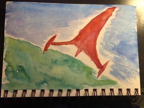 falloutglow: I don’t normally art, but I found my ol’ watercolors and stared at the Red Rocket logo 