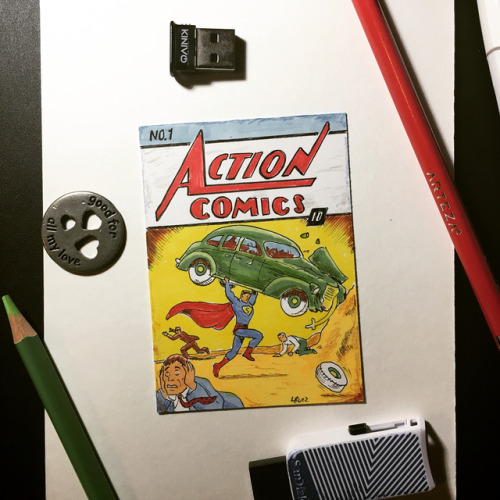 Action comics number one cover to sketch card#actioncomics #sketchcard #comics #book #cover #sketc