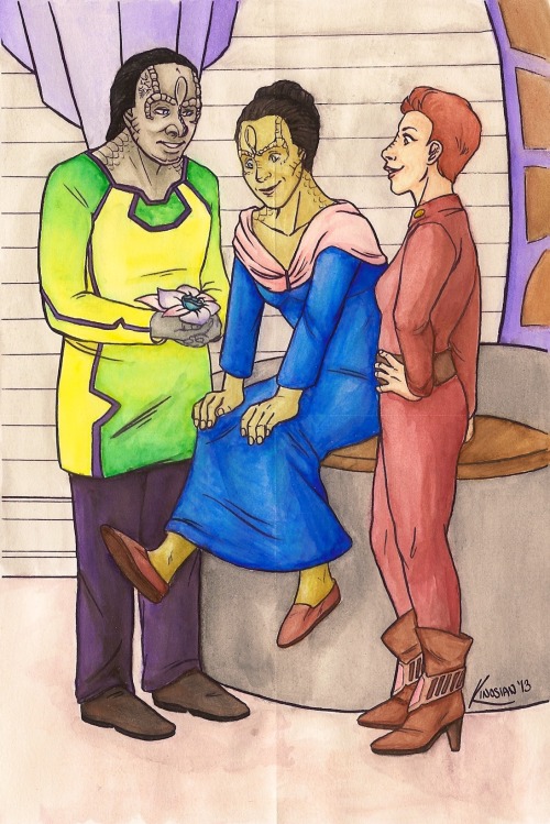 sheereleganceinitssimplicity:I watercolored Jamiekinosian’s lineart from Trek Collab!There are plent