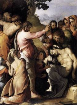 lyghtmylife:  SALVIATI, Cecchino del Italian painter, Florentine school (b. 1510, Firenze, d. 1563, Roma) Raising of Lazarus1540sOil on panel, 89 x 67 cmPalazzo Colonna, Rome  He&rsquo;s better known as Francesco Salviati, pseudonym of Francesco de&rsquo;