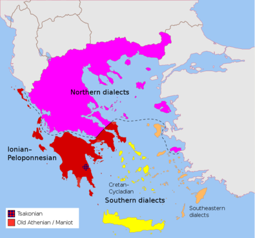 owloftherearburghs:bloodandhedonism:mapsontheweb:Modern Greek Dialects.@owloftherearburghsOnly tsako