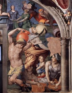 lyghtmylife:  BRONZINO, Agnolo [Italian Mannerist Painter, 1503-1572] Gathering of the Mannac. 1543FrescoPalazzo Vecchio, Florence 