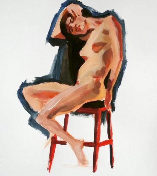 Acrylic painting nude studies