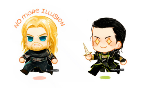 yuushishio: Thor and Loki: running through the years of MCU.bonus:‘What IF’ happy ever a