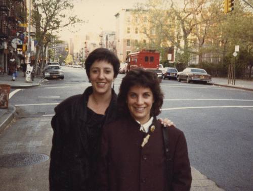 Penny Pilkington and Wendy Olsoff on Avenue A in 1983. A few blocks from their inaugural space at 21