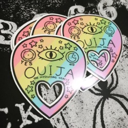 geothebio:rainbow ouija planchette stickers are now up on my storenvy! i’ll have a shiny holographic version coming soon, too! 🔮 http://geothebio.storenvy.com
