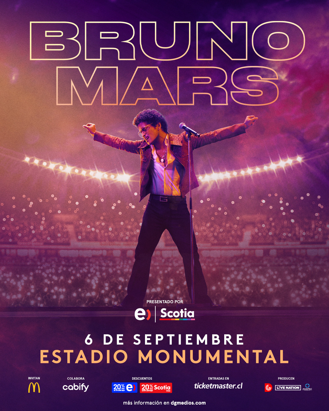 Bruno Mars vuelve a Chile 6 de Septiembre en Estadio Monumental