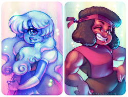 gunkiss:  Threw some colors to those moleskine Ruby &amp; Sapphire sketches from weeks back ✨ Other SU Fanart 