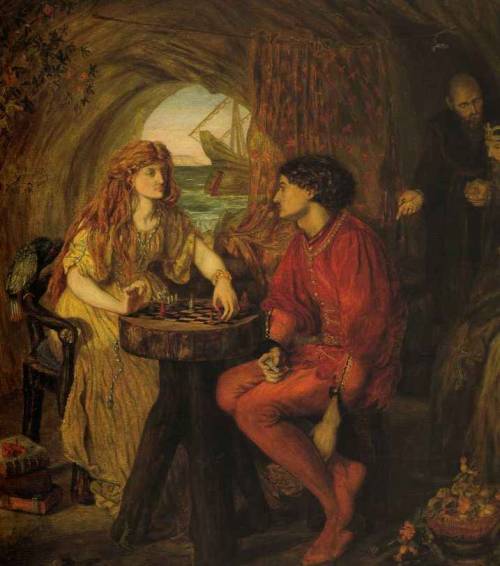 The Tempest (Ferdinand and Miranda Playing Chess) by Lucy Madox Brown, circa 1870