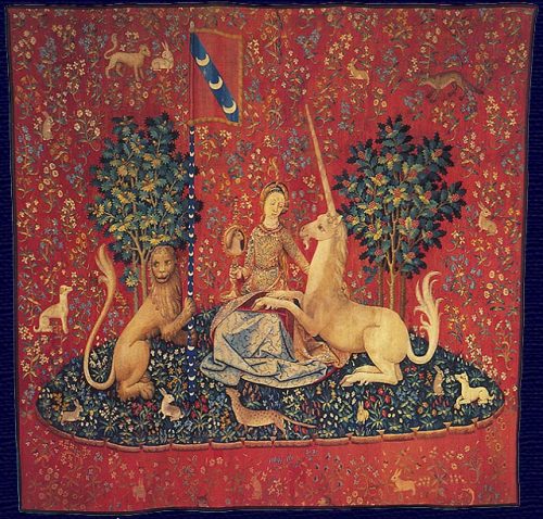 theladyintweed:The Lady and the Unicorn Tapestries, circa 1500, drawn in paris and made in Flanders.