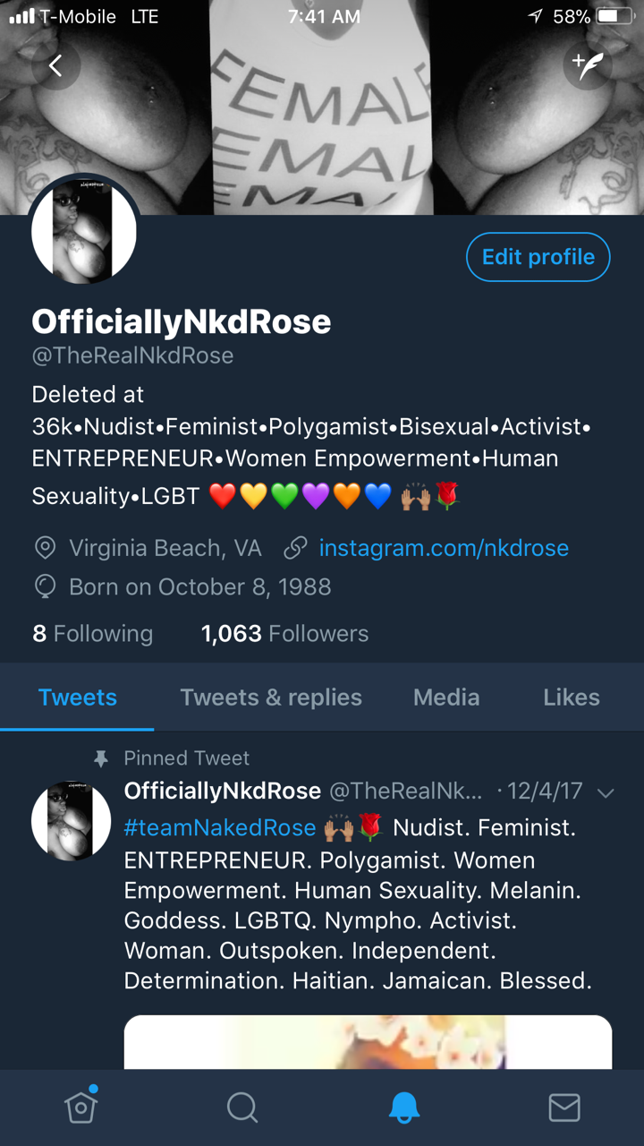 officiallynakedrose:  Follow my Twitter. Www.twitter.com/therealnkdrose