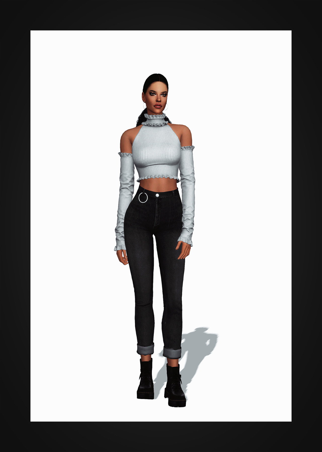 Cropped Ruffle Turtleneck Sweater Top New Mesh All... - GORILLA GORILLA ...