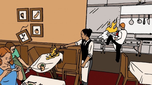 Contents Under Pressure: Long waits, bad service, questionable food: New restaurants can be disaster zones. Diners fan the flames by visiting them too soon.
Read more at sanfranmag.com
Illustration by Mark Nerys