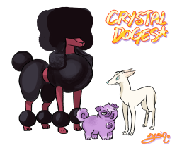 yamino:  Amethyst is a pug, Pearl is a Greyhound, and Garnet is a Standard Poodle. …I didn’t even have to edit the design at all for her, look at this:  This post was inspired by emlan who draws lots of doges.