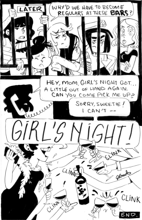 Some friends and I did a compilation zine (themed “Girl’s Night”!) for http://oczinefest.tumblr.com/