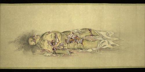 linaliee:  Kobayashi Eitaku Body of a Courtesan in 9 stages of Decomposition, c. 1870. 