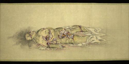 linaliee:Kobayashi EitakuBody of a Courtesan in 9 stages of Decomposition, c. 1870.