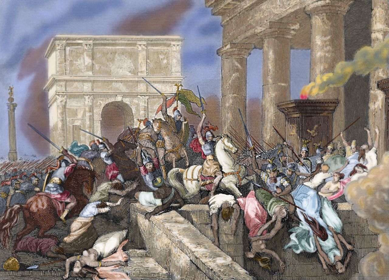 Rome was sacked by the Visigoths on this date, August 24, in the year 410. It was the first time in 800 years that Rome was successfully invaded, and marked the beginning of the end of the Western Roman Empire.
Perhaps some ancestors of mine were...