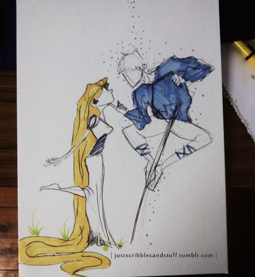 justscribblesandstuff:  my absolute favourite thing and obsession atm is rise of the brave tangled dragons and i cannot get enough of it. this was just a whatever late night sketch because mona fell asleep on me. gawd woman.  hahaha <3 i love jackunzel